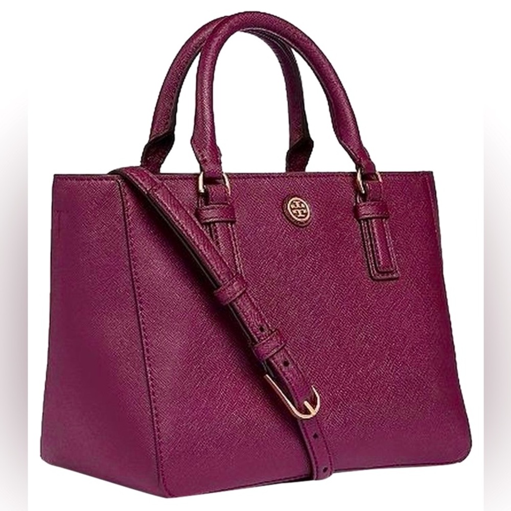 Tory Burch Shiraz Robinson Burgundy Saffiano Leather Tote Crossbody - Used Twice